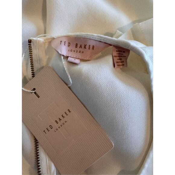 NWT Ted Baker Steffe Ivory Ruffle Cold Shoulder Top - Picture 8 of 9